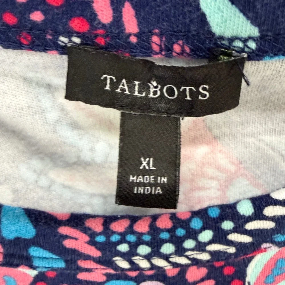 Talbots Sleeveless A Line Jersey Midi Dress XL Blue Purple Paisley Euro Summer - Picture 9 of 12